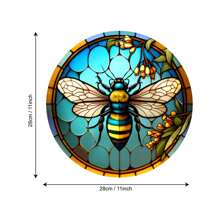 1/2pcs  Round Bee Stained Glass Window Decal, 11 Inch, Static Window Film, Double Sided Vision, Plastic Plant And Floral Design, Colorful Home Decor Wall Decal - Multicolor - View 14