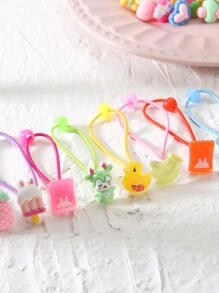20pcs Random Color Flower & Bow Hair Scrunchies For Girls - Multicolor - View 4