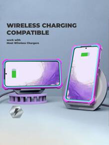 适用于三星 Galaxy S21 S22 S23 S24 S25 Plus Ultra A14 A34 A54 A15 A35 A55 5G 的重型防震透明 TPU 手机壳,防水防摔防刮,国际版,非国内版 - 紫色 - 查看 5