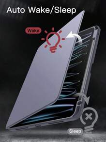 Gray-Purple 360 Degree Rotating Protective Case With Pencil Slot For IPad, Shockproof, Auto Wake/Sleep Function, Flexible Viewing Angles - Lavender Purple - View 8