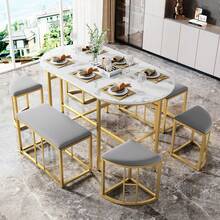 Sweiko Dining Table & Chair Sets - Gold - View 7