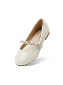 Girls Mary Jane Dress Shoes Ballerina Flats For Wedding, Party (Toddler/Little Kid/Big Kid) - 杏色 - 查看 4
