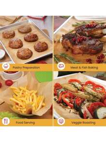 50/100pcs High Temperature Resistant Baking & BBQ Paper Non-Stick Oven Paper, Suitable For Baking, Cooking, Grilling, Frying, Steaming Or As Air Fryer Liners, Kitchen Tool Air Fryer Kitchen Air Fryer Liners Air Fryer Paper Airfryer Air Frier - Brown - View 7