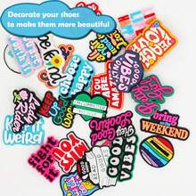 24入組動人字詞鞋扣，適用於涼鞋，彩色週一鞋飾，優質流行鞋扣配件，為青少年男女和成人的絕佳禮物