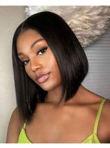 Short Bob Wigs Synthetic Straight Bob Wig 12 Inch Shoulder Length Middle Part Natural Color Wig For Daily Party Use