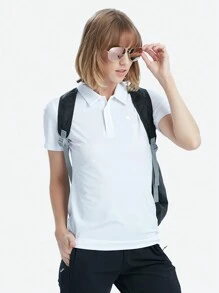 TECTOP Summer Workout Women Short-Sleeve Polo Shirt Quick Dry Golf Shirt 3-Button Moisture-Wicking Performance Tops Sports Tennis Fitness Leisure - White - View 5