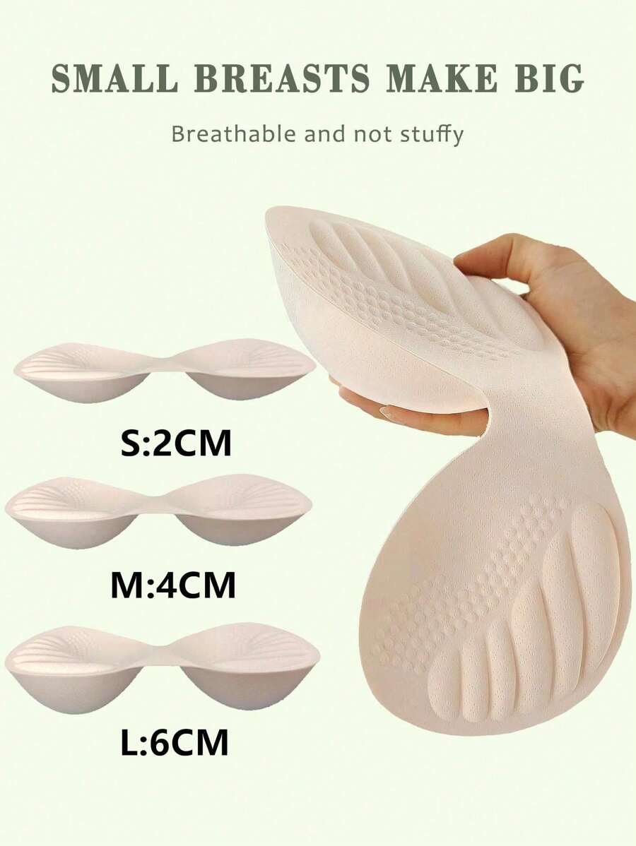 一片透氣三層厚度可選的增胸內墊，由乳膠製成，可作為運動內衣和普通胸罩的替換內墊。 - 杏色 - 查看 1