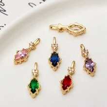 1 pieza/4 piezas/6 piezas Pendientes, collar, pinza de pelo, accesorios de joyería con colgante de forma de gota de agua de cobre con microincrustaciones de circonita, estilo minimalista - Pendientes colgantes con diamantes - Ver 2