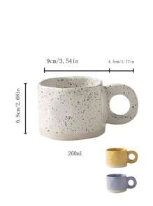 1 pieza Taza de cerámica de 260ml con diseño de salpicaduras de tinta, taza de café asimétrica blanca estilo Ins, linda taza de agua para el desayuno, regalo de vacaciones de vuelta al colegio - Blanco - Ver 2
