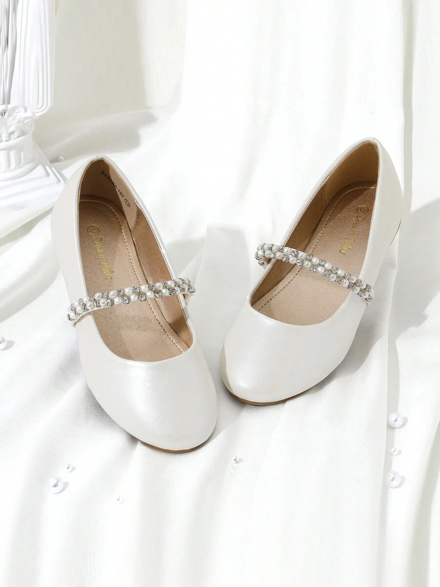 Girls Mary Jane Dress Shoes Ballerina Flats For Wedding, Party (Toddler/Little Kid/Big Kid) - 杏色 - 查看 1