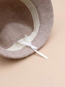 1 件女士复古优雅羊毛混纺针织渔夫帽，配皮带扣，适合日常穿着、聚会、送给女朋友的礼物、圣诞节 - 杏色 - 查看 8