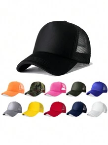 1顶男女通用广告可定制Logo刺绣志愿者团队建设活动棒球帽，纯色海绵网眼帽，适用于社区服务 - 彩色 - 查看 7