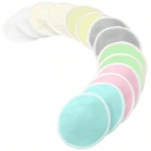 Tấm lót ngực cho con bú Viscose tre hữu cơ - 14 miếng lót cho con bú có thể giặt được, túi giặt, miếng lót ngực có thể tái sử dụng để cho con bú (Pastel Touch, L 4.8") - Cảm ứng 14pk-Pastel - Xem 1