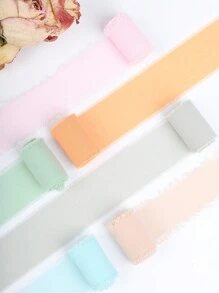 6PCS Cinta de Chifón desgarrada a mano con bordes deshilachados en color caramelo para cinta de ramo de bodas DIY, Corriente de seda hecha a mano para cinta de varios colores y para multiuso - Multicolor - Ver 7