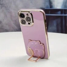 Ốp điện thoại có đế mạ tương thích với Samsung S24 S23 S22 S21 A11 A12 A13 A14 A53 A54 IPhone 15 14 13 12 11 X 8 7. - Hồng - Xem 3