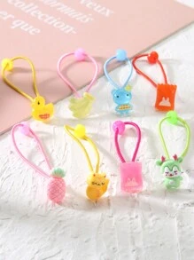 20pcs Random Color Flower & Bow Hair Scrunchies For Girls - Multicolor - View 5