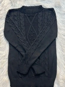 Plus Size Knit Tops - Negro - Ver 1