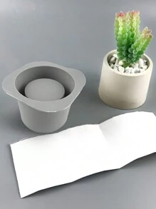 1PC花盆模具方形水泥花盆硅胶模具水泥双层手工石膏花盆花瓶模具 - 深灰色 - 查看 4