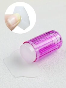 2 件套美甲硅胶法式印花印章和刮刀套装，带透明果冻透明刮刀转印美甲工具套装，美甲用品，美甲工具，美甲工具，返校，指甲，按压指甲的美甲工具 - 紫色 - 查看 5