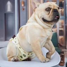 Pantalon d'hygiène pour animaux de compagnie, pantalon sanitaire respirant à bretelles pour chien, pantalon anti-harcèlement, vêtements mignons de chiots bouledogue en dessin animé