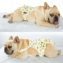 Pantalon d'hygiène pour animaux de compagnie, pantalon sanitaire respirant à bretelles pour chien, pantalon anti-harcèlement, vêtements mignons de chiots bouledogue en dessin animé