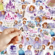 50 piezas Pegatinas de la Princesa Sofia con diseños de dibujos animados, decoración de bricolaje para Cuaderno, Guitarra, Patineta, Casco, Pegatinas de pinturas de PVC a prueba de agua - Multicolor - Ver 3
