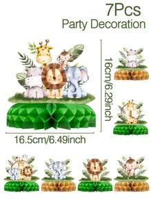 7 件丛林动物蜂巢装饰物，生日派对背景装饰用品