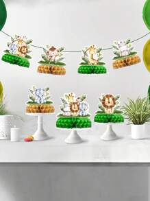 7 件丛林动物蜂巢装饰物，生日派对背景装饰用品