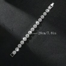 Men Hip Hop Chain Bracelet With Flash Diamond And Rhinestones - Silver - View 5