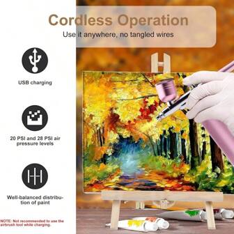 Spray Guns, Airbrush Kit With Compressor - 48PSI Rechargeable Cordless Non-Clogging High-Pressure Air Brush Set With 0.3mm Nozzle And Cleaning Brush Set For Nail Art, Painting, Cake Decor Tools