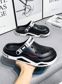 Men EVA Thick-Soled Comfortable Breathable Hollow-Out Shoes With Fashionable Style For Two-Way Wearing, Suitable For Going To The Beach And Casual Occasions In Summer