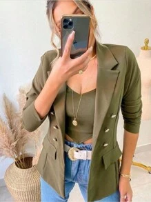 Women Blazers - 軍綠色 - 查看 2
