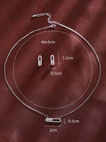 3 件套时尚 CZ 宝石简约耳环和项链首饰套装