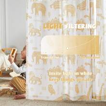 Kids Curtains Nursery Curtains For Girls Bedroom, Grey Safari Animals Curtains, Dinosaur Curtains For Boys Room Light Filtering Window Curtains Grommet Top Set 2 Panels - 黃色 - 查看 1