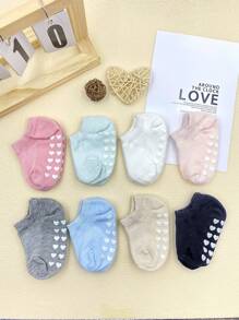 5pairspack Girls Heart Anti-Slip Floor Socks, Boys Comfortable Breathable Socks, Newborn Baby Cute Boat Socks, Suitable For All Seasons