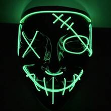 Halloween Light-Up Mask Black V Shape Bloody Horror Mask EL Glow Atmosphere Props LED MASK Party Cosplay Props - Multicolor - View 13