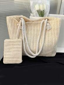 Gusure 包奢华设计女士拉菲草草包大容量针织手提包夏季海滩度假波西米亚风单肩包适合女性轻便、休闲简约草编包带零钱包适合少女女大学生非常适合大学、户外、旅行、郊游、女包带硬币包、书包套装、便携、大容量、适合少女女大学生、大学、初中、高中、户外、旅行、郊游、度假、海滩、体育场、运动、夏季时尚度假包