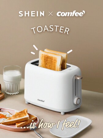 Comfee 680W High-Efficiency Toaster - Perfectly Toasted 2 Slices With 6 Browning Levels, White