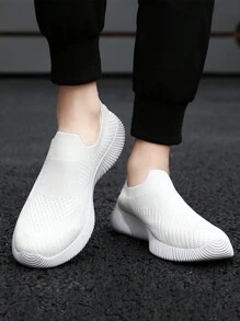 女士新款襪套鞋，跨境休閒運動輕量網透氣鞋 - 白色 - 查看 5