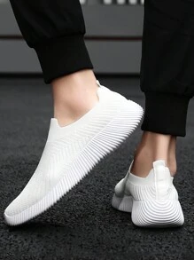 女士新款襪套鞋，跨境休閒運動輕量網透氣鞋 - 白色 - 查看 7