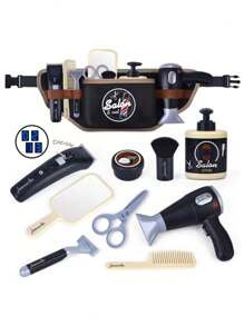 Juego de juguetes de simulación de corte de cabello para niños, juego de corte de cabello y peluquería para niños, juguete de barbero de moda para niños con accesorios de secador de pelo, bolso de hombro, juguete de salón para niños adecuado para niños mayores de 3 años - Multicolor - Ver 2