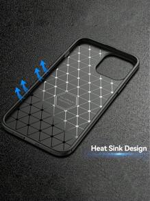 苹果1件装黑色碳纤维纹理防震TPU手机壳，兼容 11/12/13/14/15 Pro Max Plus/16 Pro Max - 黑色 - 查看 3