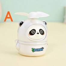 1 pieza Lindo mini ventilador de panda USB recargable, ventilador portátil para exteriores para escritorio de estudiantes