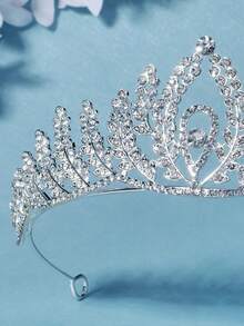 Bridal Wedding Headband Tiara Crown Headpiece With Crystal For Birthday Party, Performance, And Photography - Silver - View 2