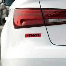 Etiqueta de carrocería 4WD para vehículo todo terreno y todo terreno de 4 ruedas, calcomanía de decoración de carro modificado de logotipo de cola de coche de metal de 1 pieza - 4x4 rojo y negro - Ver 10