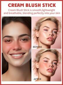 HECI BEAUTY 1PC Professional Makeup Cream Blush Stick, Cheek And Lip Color Double-Ended Brush With Two-In-One Solid Color Blush Cream Beauty Stick, Non-Greasy, Long-Lasting Luster, Mother's Day Gift Women's Beauty Cosmetics - GLOW - View 3