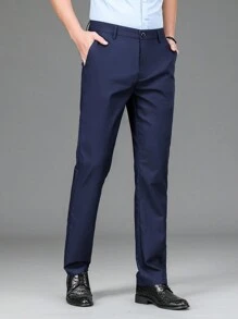 Stretch Casual Pants Men Straight Leg Business Slim Fit Dress Pants, Suitable For Wedding, Office, Business Travel, Halloween, All Season Work Trousers