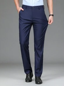 Stretch Casual Pants Men Straight Leg Business Slim Fit Dress Pants, Suitable For Wedding, Office, Business Travel, Halloween, All Season Work Trousers