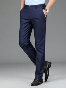 Stretch Casual Pants Men Straight Leg Business Slim Fit Dress Pants, Suitable For Wedding, Office, Business Travel, Halloween, All Season Work Trousers