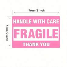 60pcs 2x3 Inch Pink Fragile Warning Stickers, For Shipping And Moving "Handle With Care Fragile Thank You", Don Not Drop, Fragile Labels Warning Stickers Back To School - Multicolor - View 2